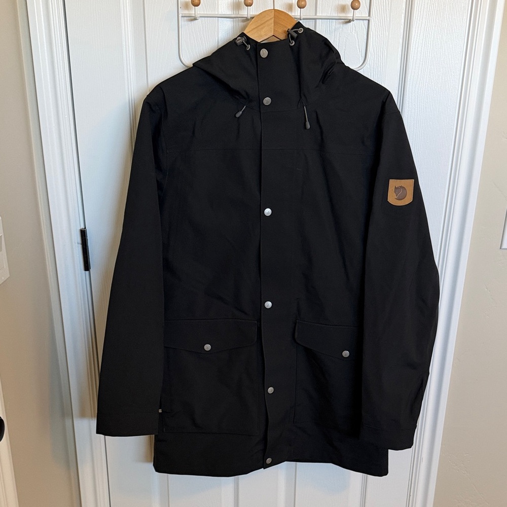 Fjallraven Black Hooded Raincoat